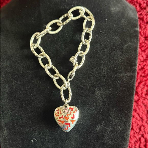 Brighton Jewelry - Silver Heart Charm Bracelet